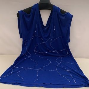 Apt 9 Royal Blue Embellished Rhinestone Blouse